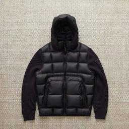 Knitted Spliced Down Jacket (90% White Duck Down) - Black